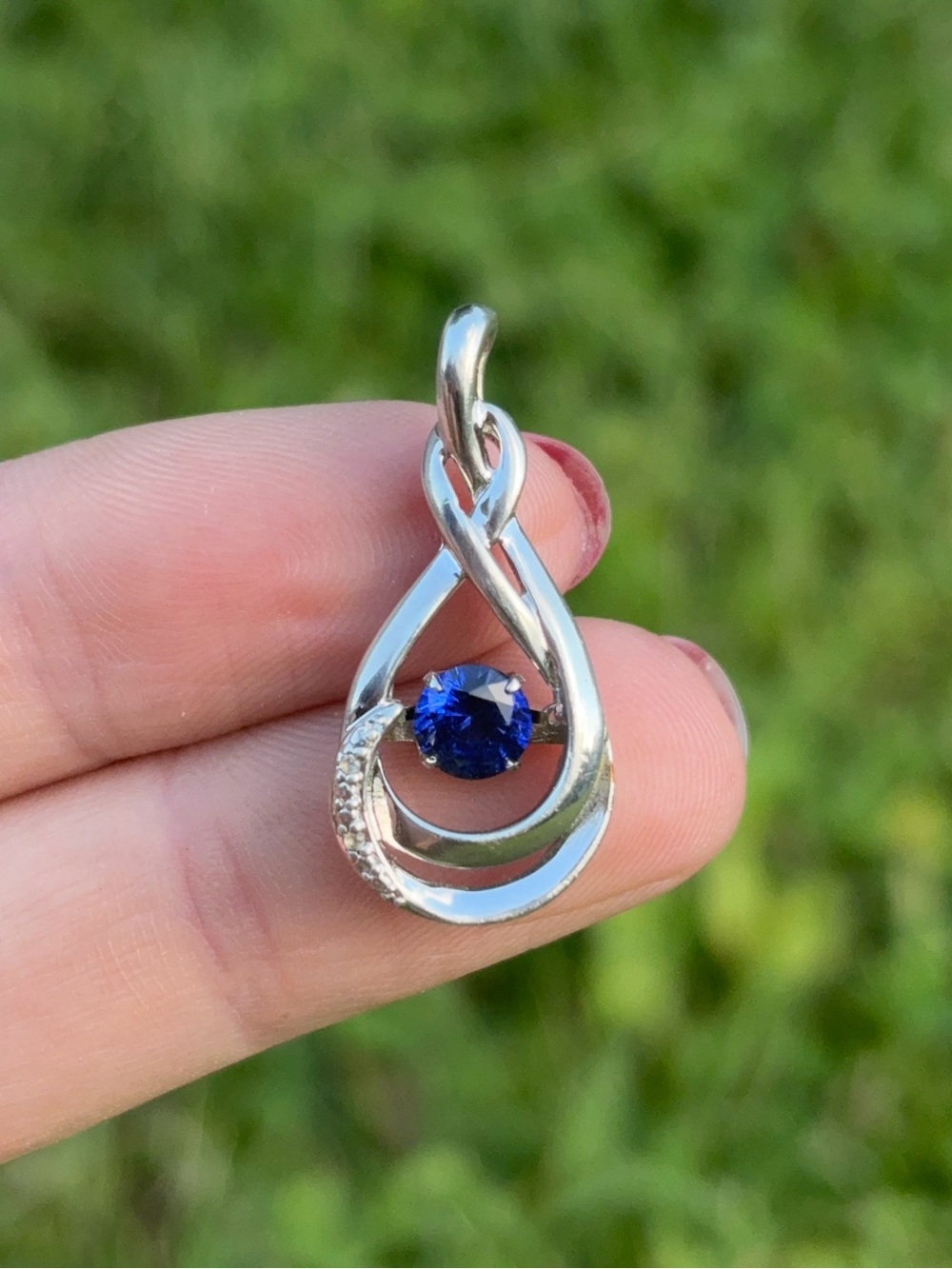 Kay Jewelers Sterling Silver Unstoppable Love Blue Sapphire Diamond Pendant